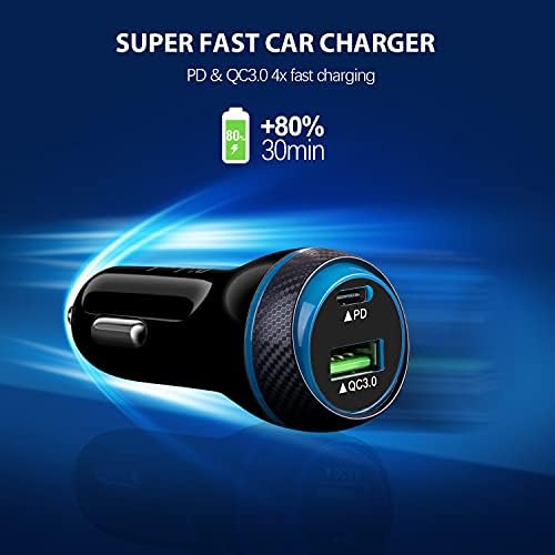 Ultra-Fast 45 W Type C Car Charger with Dual Port PD/PPS & QC Technology – Quick Charge Adapter for Samsung Galaxy S25/S24/S23, i Phone 16/15 Pro Max, and Pixel 9 – Includes 4 FT Type C Cable for Maximum Versatility and Safety on the Road
