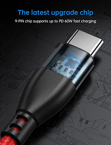 USB C to USB C Magnetic Charging Cable[3-Pack, 3.3ft/6.6ft/6.6ft], Aripps 60W/3A Fast Charging USB Type C Charger Cord Compatible with Samsung Galaxy S21/S21+ Ultra 5G, S20/S20, Pixel & More (Red-60W) – Enhanced Compatibility and Speed