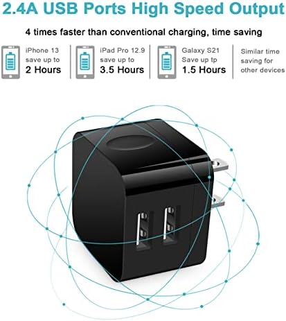 Compact USB Wall Charger 2 Pack – Low Profile Right Angle Plug Adapter for Quick Charging of i Phone 16/15/14/13/12/11 Max, i Pad Pro, Mini & Air, Samsung, Pixel – Enhanced Device Compatibility & Space-Saving Design