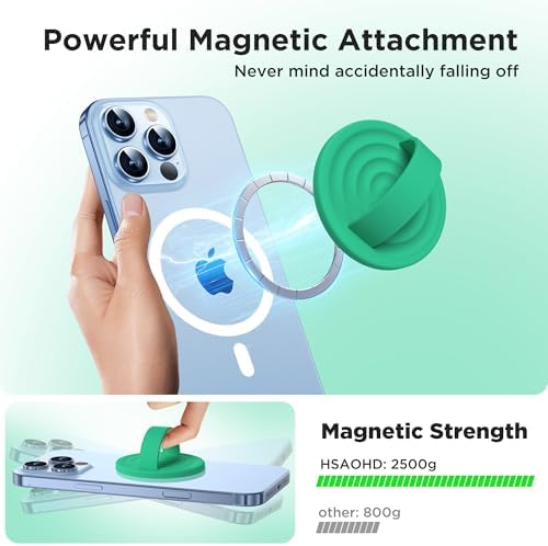 Emerald Green Magnetic Phone Grip for i Phone – Premium Silicone Loop Holder Compatible with Mag Safe | Ergonomic, Removable Ring for Secure Handling & Chic Style | Ideal for i Phone 12/13/14/15/16 Pro Max/Plus Models