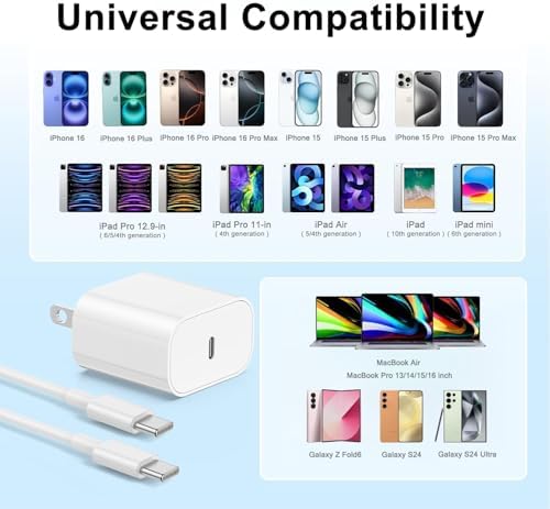 Ultimate i Phone 16/15 Fast Charging Kit: Dual 10 FT USB-C to C Cables with 20 W PD Wall Charger for Swift Power Delivery to i Phone 16/15 Pro/Max & i Pad 12.9/11/Air 5/4 – Unmatched Speed, Durability & Flexibility for All Your Charging Needs
