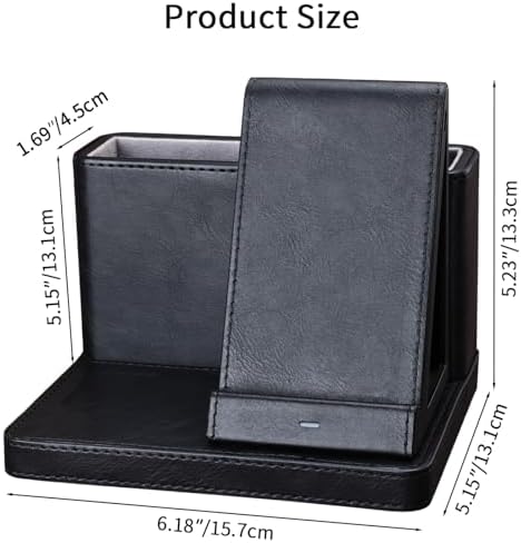 Premium 4-in-1 Leather Wireless Charging Station & Desk Organizer – Fast Multi-Device Charger for i Phone 15/14/13/12/11 Pro Max, Samsung, Air Pods & Apple Watch – Elegant Design for Home & Office Efficiency