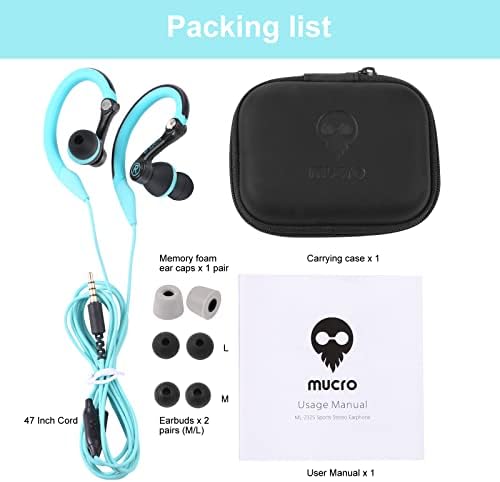 Sweatproof Wired Earbuds with Over-Ear Hooks – High-Performance Sport Headphones for Gym, Running & Jogging – 3.5 mm Jack Compatible – Enhanced Sound Quality & Secure Fit for Active Lifestyles