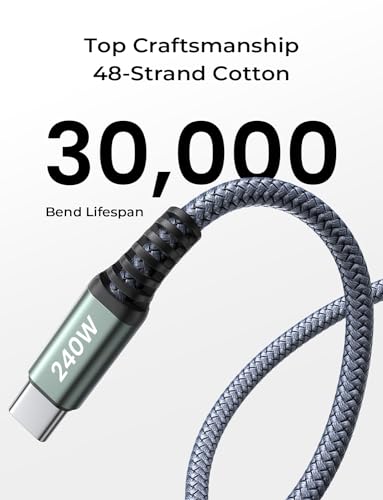 Optimize your charging setup with the AINOPE 240 W USB C to USB C Cable, a 6-foot powerhouse engineered for ultimate speed and flexibility. Featuring a right-angle connector, this fast charging cable is perfect for gaming or multitasking without the clutter of tangled cords. Compatible with the latest devices, including i Phone 16 Pro Max, i Phone 15, Mac Book Air/Pro, i Pad Pro, Samsung Galaxy, and Pixel, it delivers an impressive 240 W power output for rapid charging. The dual-pack offers exceptional value, ensuring you have a reliable charging solution wherever you go. Built with premium materials for durability, the sleek grey and blue design enhances your tech aesthetic while providing long-lasting performance. Elevate your device charging experience with this versatile cable, designed for both home and office use, while ensuring seamless connectivity across all your electronics.