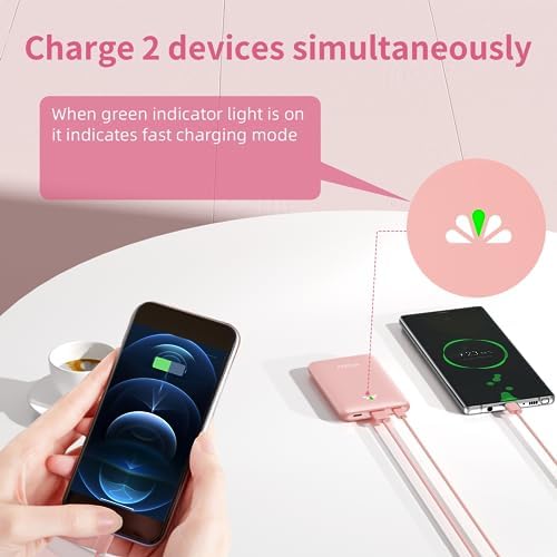 Ultra Slim ANOUV 10,000 m Ah Portable Charger – Fast Charging Power Bank with PD 22.5 W & QC 3.0 for i Phone and Android Devices – Lightweight External Battery for On-the-Go Charging Needs