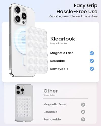 Klearlook Magnetic Suction Phone Mount Set – 4 Stylish Colors for Mag Safe Cases, Hands-Free Selfie Grip for Tik Tok & Content Creators, Lightweight & Portable, Secure Magnetic Attachment for Effortless Video Recording and Photography