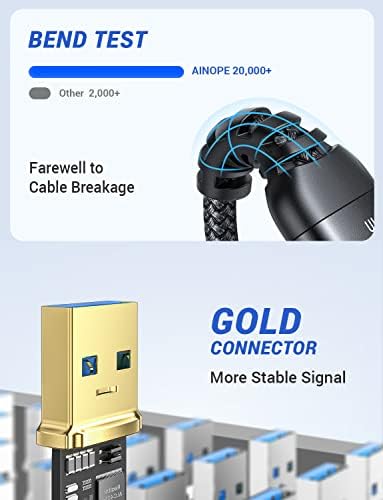 High-Speed AINOPE 2-Pack USB 3.0 A to A Male Cable – 6.6 FT Durable Male-to-Male Connection for KVM Switch, External Hard Drives, Laptops & TVs – Reliable Data Transfer Up to 5 Gbps for Enhanced Productivity and Versatile Use