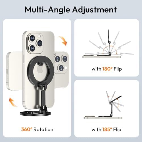 Itramax Magnetic Ring Phone Holder for iPhone 16,Double Ring Adjustable Cell Phone Stand,Magnetic Phone Holder 360° Rotation Portable Mount for iPhone 15 14 13 12 Pro Max,Mag/Safe Case,Gym,Golf Cart – Enhanced Compatibility and Speed