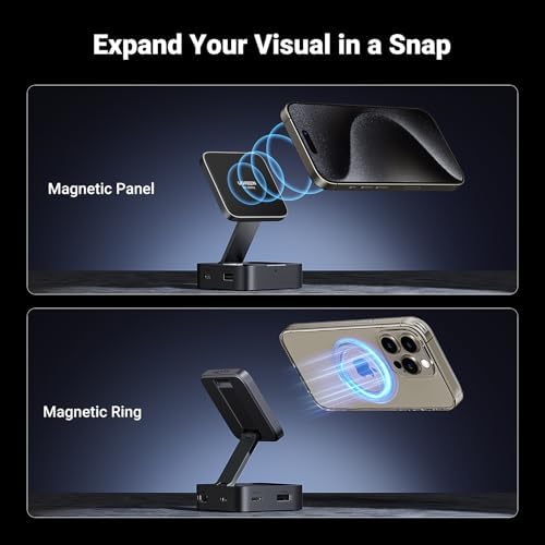 UGREEN 4-in-1 Magnetic USB C Hub – Power-Packed 100 W PD Charging & 4 K@60 Hz Video Adapter for i Phone 15/16 and Galaxy S24 – Dual USB-A & USB-C Ports for Effortless Data Transfer – Travel-Friendly, Foldable Design for Ultimate Portability and Connectivity