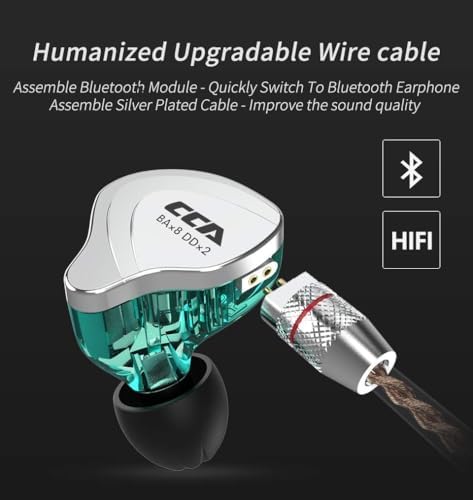 Experience Unmatched Audio Clarity with CCA C10 In-Ear Monitor Headphones – 10 Hybrid Drivers for Hi-Fi Sound, Noise-Isolating Comfort, and Detachable Cable for Musicians and Audiophiles – Perfect for Studio Recording and Live Performances