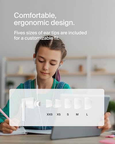 Belkin Sound Form USB-C Wired Earbuds – High-Fidelity In-Ear Headphones with Microphone for i Phone 15/16, i Pad Mini, Galaxy S25, and Google Pixel 9 – Water-Resistant Design and Ergonomic Comfort for Music Enthusiasts and Professionals – Durable Tangle-Free Cable for Everyday Durability and Convenience