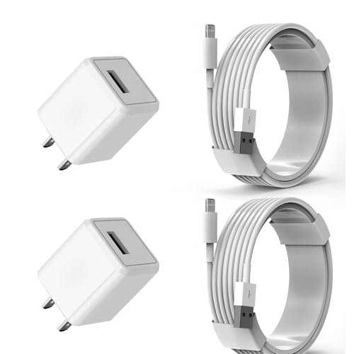 Premium 6 FT Apple MFi Certified Lightning Cable Duo – High-Speed i Phone Charger Cord with USB Wall Adapter for Effortless Charging of i Phone 14/13/12/11/SE 2022/8/7/XS/XR/X & i Pad – Durable, Tangle-Free Design for Optimal Convenience and Versatile Use