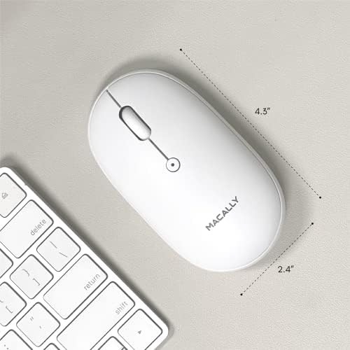 Sleek Macally Wireless Bluetooth Mouse – Rechargeable, Ergonomic Design for Mac & PC – Ultra-Quiet Clicks Perfect for Home, Office & Travel – Enhanced Compatibility with Mac Book Air/Pro, i Mac & Windows Laptops – Experience Comfort & Efficiency in Every Click