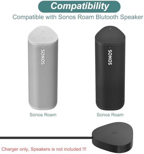 Magnetic Wireless Charging Dock for Sonos Roam & Roam SL – Fast Charging Station with 4.9 ft Cable for Optimal Audio Performance – Sleek Black Design for Effortless Power Management and Enhanced Compatibility
