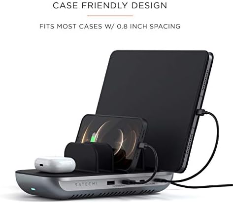 Satechi Versatile Multi-Device Wireless Charging Hub – Streamlined Power Station for i Pad Pro/Air M1, i Phone 16/15/14/13/12/11 Pro Max & Air Pods – Fast Charging Solution with Sleek Aesthetic for Organized Tech Management