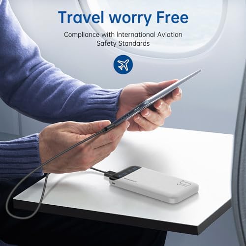10000 m Ah Slim Portable Power Bank – Fast Charging External Battery Pack with Dual USB 2.4 A Outputs & USB-C Compatibility for i Phone 12-16, Huawei, Samsung Galaxy S20, & Android Tablets – Ideal for Travel and Daily Use