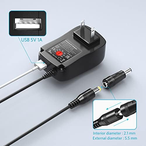 Belker 41 W Universal Multi-Voltage AC/DC Power Adapter – Energy Efficient Charger for 6 V to 24 V Devices – Compact, Lightweight Solution for Smartphones, Routers, MP3 s, Tablets & CCTV Cameras – Reliable 1.5 A Max Output with Overcurrent & Overheat Protection