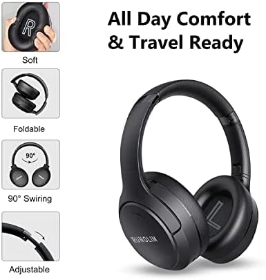 RUNOLIM Wireless Over-Ear Noise Cancelling Headphones – 70-Hour Playtime, Superior Hi-Fi Sound with Rich Bass, Foldable & Portable Design, Built-In Microphone for Easy Calls – Ideal for Home, Travel, and Office Use
