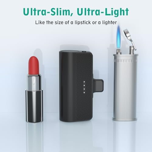 KKD 5000 m Ah Portable Charger for i Phone – MFi Certified Built-in Plug for Fast Charging on the Go, Compact Power Bank for i Phone 14/13/12/11/XR/X/SE/8/7/6/6 s/Pro Max/Plus & i Pad, Sleek Design for Ultimate Portability