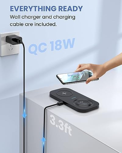 Revitalize Your Charging Routine with the Joy Geek Dual Wireless Charger – 2-in-1 Fast Charging Pad for Samsung Galaxy Devices, Effortlessly Powers Galaxy S23/S22/S21/S20/S10/Note20/10, Compatible with Galaxy Watch 5/4/3 & Buds 2/+/Pro/Live – Enhanced Speed & Compatibility for a Clutter-Free Experience