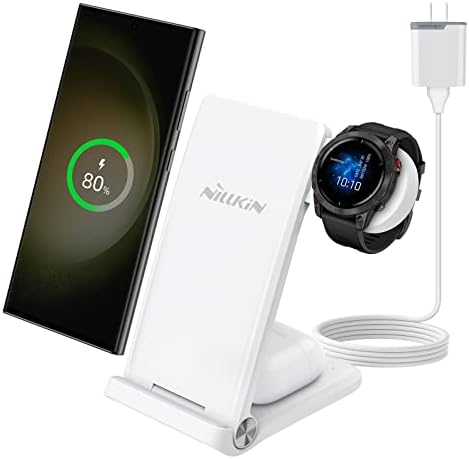 Nillkin 3-in-1 Foldable Wireless Charging Station: Ultra-Fast 18 W Charger for Garmin Watches, Galaxy S25/S24/S23, and Air Pods – Experience Versatile Portability and Unmatched Device Compatibility for Effortless Power Management