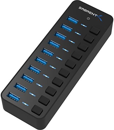 SABRENT 7-Port USB-C Hub: Maximize Efficiency with 3 USB-A & 4 USB-C Ports, 5 Gbps USB 3.2 Speed, 20 W PD Charging, Smart Power Control & LED Indicators – Ideal for Mac, PC, Steam Deck, ROG Ally – Stylish Aluminum Build for Durability & Performance