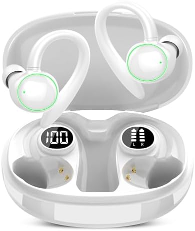 Ultimate Wireless Earbuds with Bluetooth 5.3 – Sport-Ready Headphones Featuring Advanced ENC Noise Cancellation, 48-Hour Battery Life, Secure Fit Earhooks, Deep Bass Sound, and IP7 Waterproofing for Peak Performance – Sleek Black Design for Active Users