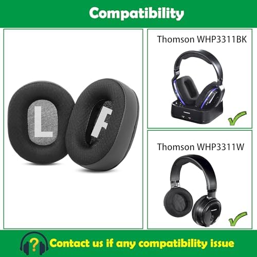 Upgrade Your Thomson WHP3311 Wireless Headphones with Premium Breathable Earpads – Ultra-Comfort Foam Cushions for Extended Listening Experiences, Perfect Compatibility with WHP3311 BK/WHP3311 W Models, Superior Sound Isolation, and Easy Installation