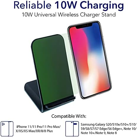 Effortless 10 W Dual Coil Qi Wireless Charging Stand – Premium USB-C Fast Charger for i Phone & Samsung Galaxy – Sleek Design with Over-Heat Protection, Perfect for Home & Office Use