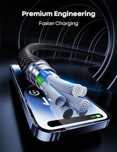 Elevate Your Charging Game with Our 20 Ft USB C Cable – Fast Charging & Data Sync for i Phone 15 Pro Max, Samsung Galaxy & More – Sturdy Double Braided Nylon Design for Ultimate Durability – Perfect for Home, Office, and Travel Needs