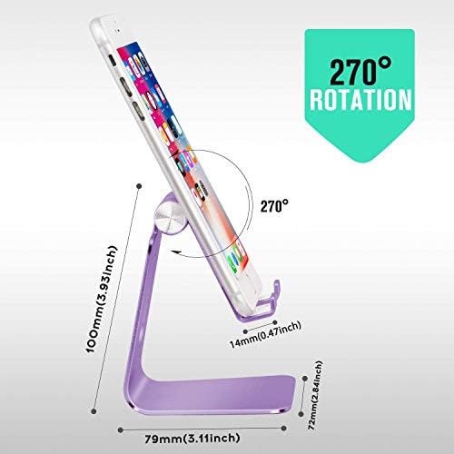 Adjustable Cell Phone Stand, Phone Holder,Tablet Stand Dock,Aluminum Desktop Compatible with iPhone 12 iPad,Samsung Galaxy,Google All Smart Phone/Tablets Under 10 in-Rose Gold + Royal Purple – Enhanced Compatibility and Speed