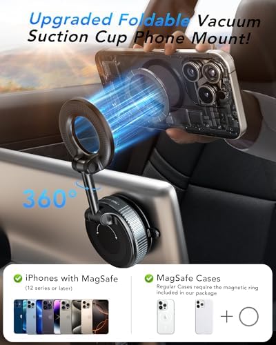 Revolutionize Your Hands-Free Experience with the 360° Foldable Magnetic Phone Holder – Versatile Suction Cup Mount for i Phone 16/15/14/13, Ideal for Cars, Gyms, Mirrors & Tiles – Ultimate Stability and Convenience for Active Lifestyles