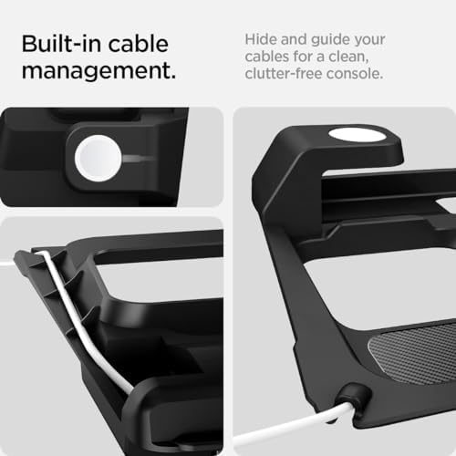 Spigen 3-in-1 Wireless Charging Organizer Mount for Tesla Model 3 (2024/2025 Highland) – Multifunctional Charging Station for i Phone, Air Pods & Apple Watch – Sleek Design, Enhanced Device Compatibility, Effortless Installation