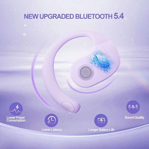 Experience Next-Level Awareness with GGSTOPWATER Open Ear Bluetooth 5.4 Earbuds – Ultra-Lightweight, IPX5 Waterproof Sports Headphones Featuring Ergonomic Earhooks and Built-In Microphone for Optimal Comfort and 48-Hour Playtime, Ideal for Running, Workouts, and Daily Commutes (Black)