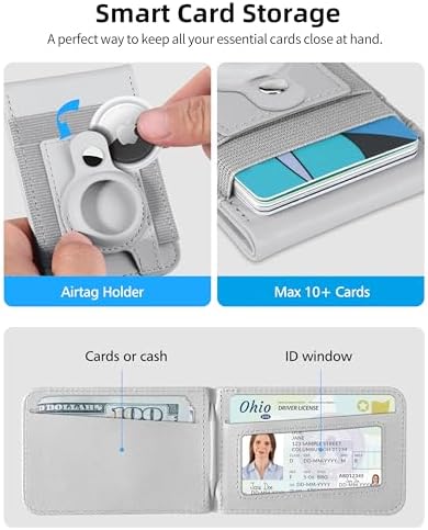 for Magsafe Wallet Stand with Airtag Holder, Strongest Magnetic Wallet for iPhone 16/15/14/13/12 Series, ID Window, 4 Card Slots, 10 Cards Holder, Vegan Leather, RFID Blocking, Black – Enhanced Compatibility and Speed