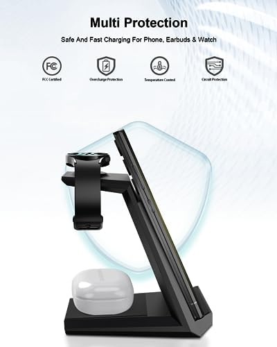 NANAMI Premium 3-in-1 Wireless Charging Station for Samsung Devices – Ultra-Fast Qi Charger Stand for Galaxy S25, S24, S23 Ultra, S22, S21, Z Flip, Fold 4, Galaxy Watch 6/5/5 Pro/4/3 & Buds 2 Pro – Sleek, Space-Saving Design for Modern Lifestyles