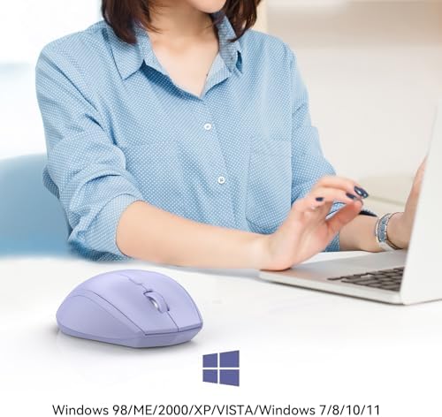 TECKNET Bluetooth Wireless Mouse – Ergonomic 4800 DPI Precision with 6 Adjustable Settings, Long-Lasting 2-Year Battery, and 6 Functional Buttons for Laptops & Windows – Sleek Grey Design for Enhanced Comfort and Productivity