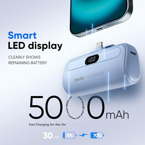 Compact 5000 m Ah Portable Charger for i Phone 15/16 and USB-C Devices – Fast Charging Mini Power Bank in Sleek White – Lightweight On-the-Go Power Bank for Busy Lifestyles – Perfect for Travelers and Professionals