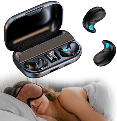 Ultra-Discreet Invisible Sleep Wireless Earbuds – IPX5 Waterproof Mini Earphones for Side Sleepers – Tiny Comfortable Wireless Headphones for Ultimate Sleep Experience – Enhanced Compatibility with Long Battery Life for Peaceful Nights