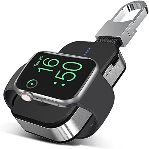 Compact Magnetic Keychain Power Bank: Portable Wireless Charger for All Apple Watch Series 1-9 with 1000 m Ah Capacity and LED Indicators – Perfect Travel Accessory for Effortless Charging on the Go
