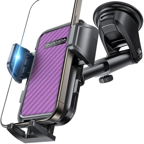 Ultimate Adjustable Windshield Phone Mount for Cars – Military-Grade Suction Cup Holder with Vent Hook, 360° Rotatable Design, Non-Slip Silicone Carbon Fiber for All Smartphone Models – Enhance Your Driving Safety & Hands-Free Convenience