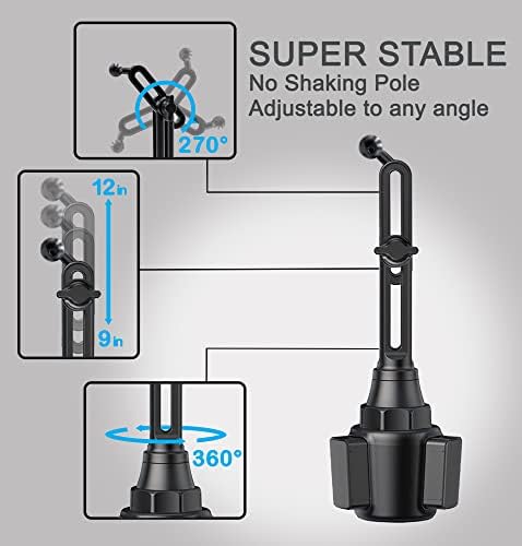 Dual Device Car Cup Holder Mount – Flexible Neck & 360° Rotatable Cradle for Enhanced Navigation – Universal Fit for i Phone, Samsung & GPS – Perfect for Hands-Free Convenience on the Road