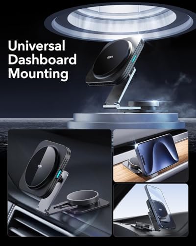 Revolutionize Your Drive with the ESR Qi2 15 W Mag Safe Car Mount Charger – Effortless Fast Wireless Charging for i Phone 12-16 & S25, Secure Magnetic Hold for Dashboard/Windshield, Stylish Black Design, Ultimate Convenience and Enhanced Compatibility
