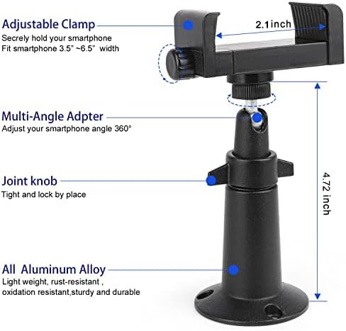 360° Adjustable i TODOS Wall Mount Phone Holder for Secure Hands-Free Use – Universal Compatibility for 3.5-6.5 Inch Devices – Sturdy Design for Home and Vehicle – Effortless Installation and Optimal Viewing Angles