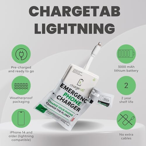 Ultimate Charge Tab Emergency Portable Charger Set for i Phone – 10 Pack of Pre-Charged 3000 m Ah Power Banks, Slim & Lightweight Design with 2-Year Shelf Life for Enhanced Compatibility and Fast Charging, Perfect for Travel and Outdoor Adventures