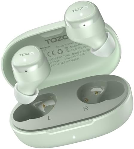 TOZO E1 Bluetooth 5.3 Wireless Earbuds – Premium Ergonomic In-Ear Headphones with IPX6 Waterproof Performance, Integrated Microphone for Clear Voice Calls, 30-Hour Playtime, and Tailored 32 EQ Sound Profiles via App – Ideal for Active Lifestyles and Extended Listening Sessions in Sleek Black Finish