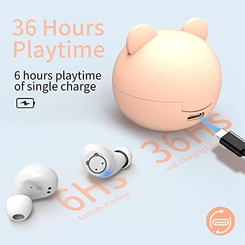 Adorable Panda-Themed Kids Wireless Earbuds – Bluetooth 5.0 with 36 Hours Playtime & IPX6 Waterproof for Active Lifestyles – 3 D Stereo Sound & Built-in Mic for Hands-Free Calling – Perfect for Children and Adults