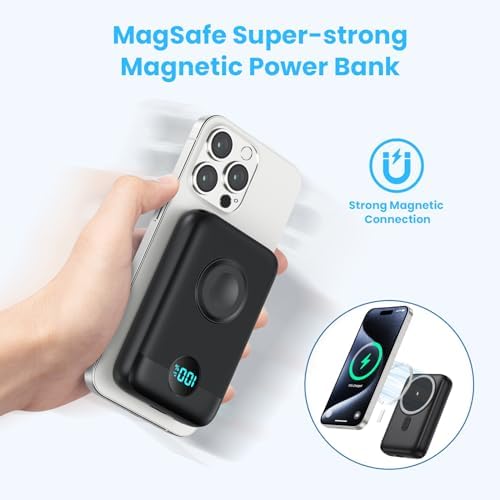 Revolutionary 4-in-1 Magnetic Portable Charger 10800 m Ah – Rapid USB-C Power Bank with LCD Display, Fast Charging for i Phone 16/15/14/13/12 & Apple Watch – Sleek White Design for Ultimate Compatibility and On-the-Go Convenience