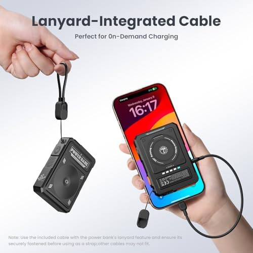Magnetic 5-in-1 Power Bank with Built-in AC Plug – 10,000 m Ah Mag Safe Battery Pack for i Phone 16/15/14/13/12 Mini, Apple Watch & Air Pods – 22.5 W Fast Wired & 15 W Wireless Charging with 360° Rotating Stand – Effortless Convenience & Advanced Safety Features for On-the-Go Users