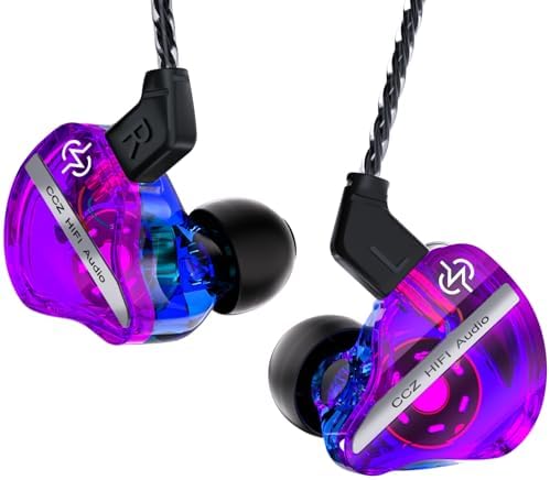 CCZ DC01 Pro Wired In-Ear Monitor Headphones – Premium Gaming Earbuds with Patent-Pending Comfort-Fit Ear Fins – Exceptional Sound Quality for Gamers and Musicians – Versatile Compatibility for All Devices – Sleek Black Design for Style and Performance